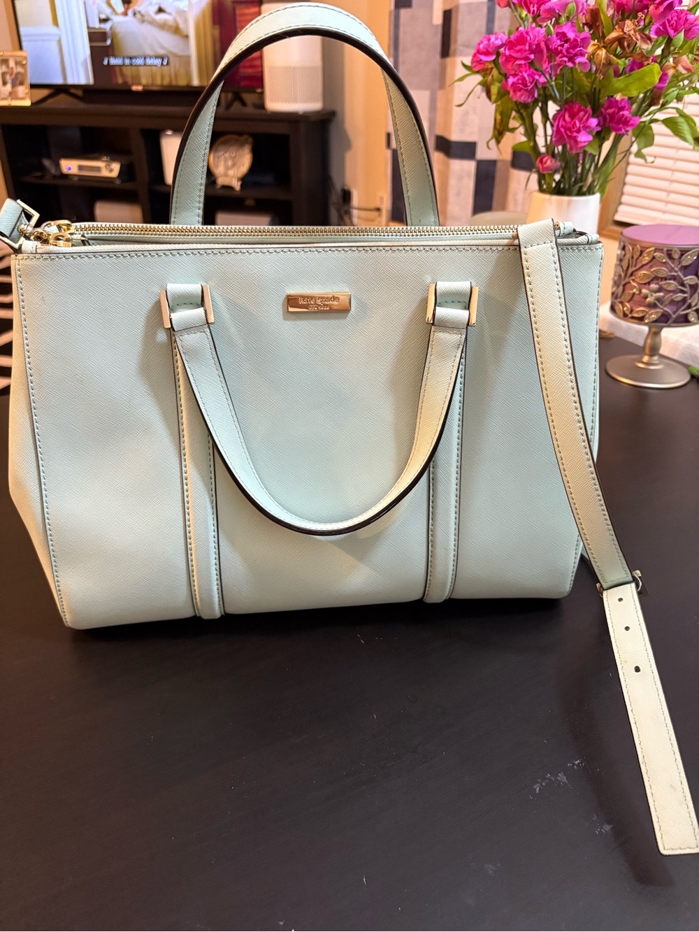 kate spade Mint Saffiano Leather Shoulder Satchel
